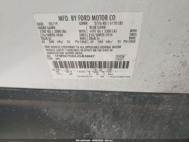 Ford EXPLORER XLT 2018 1FM5K7D8XJGB30087 Image 9