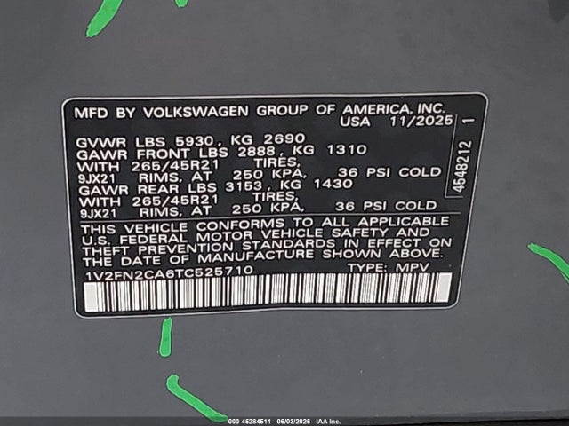 1V2FN2CA6TC525710 Volkswagen Atlas Sel Premium R-line