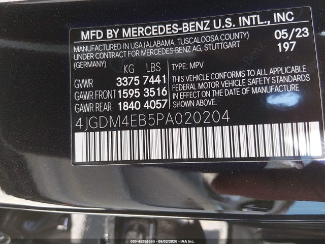 4JGDM4EB5PA020204 Mercedes-Benz Eqs 580 Suv 4matic