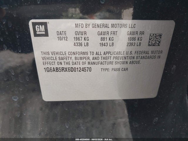 Aukcja sprzedaży 2013 Cadillac Ats Luxury, vin: 1G6AB5RX6D0124570, numer aukcji: 45284580
