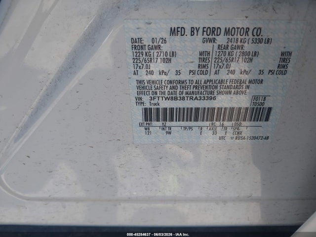 45284637 :رقم المزاد ، 3FTTW8B38TRA33396 vin ، 2026 Ford Maverick Xl مزاد بيع