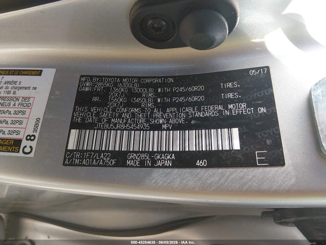 JTEBU5JR8H5454935 Toyota 4runner Limited