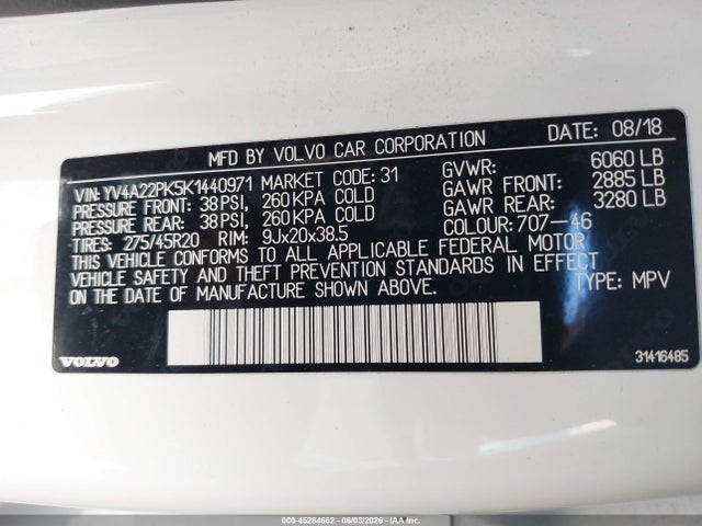 YV4A22PK5K1440971 Volvo Xc90 T6 Momentum