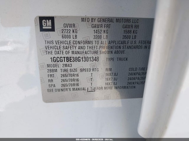 Chevrolet Colorado Wt 2016 1GCGTBE38G1301348 Image 9