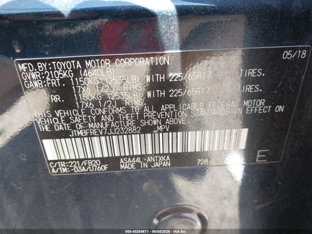 Toyota RAV4 LE 2018 JTMBFREV7JJ232882 Image 9