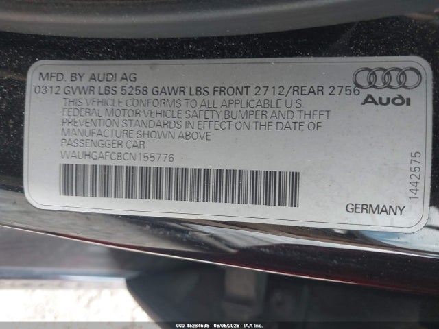 Aukcja sprzedaży 2012 Audi A6 3.0 Premium, vin: WAUHGAFC8CN155776, numer aukcji: 45284695