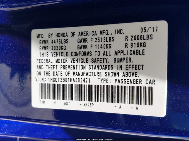 1HGCT2B01HA005471 Honda Accord Touring V6