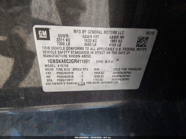 Chevrolet Tahoe Ls 2016 1GNSKAEC2GR411991 Image 9
