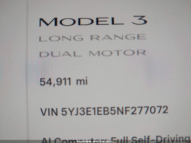 Tesla Model 3 Long Range Dual Motor All-wheel Drive 2022 5YJ3E1EB5NF277072 Image 16
