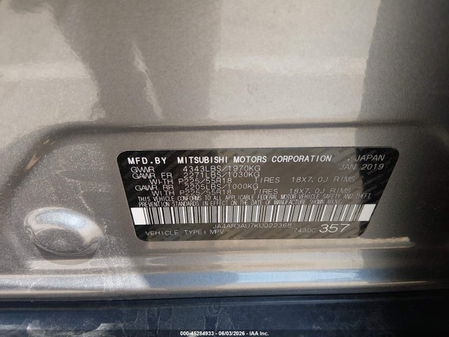 Aukcja sprzedaży 2019 Mitsubishi Outlander Sport 2.0 Se, vin: JA4AR3AU7KU022368, numer aukcji: 45284933