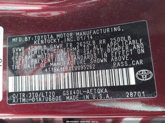 Toyota Avalon Xle Touring 2014 4T1BK1EBXEU095262 Image 9