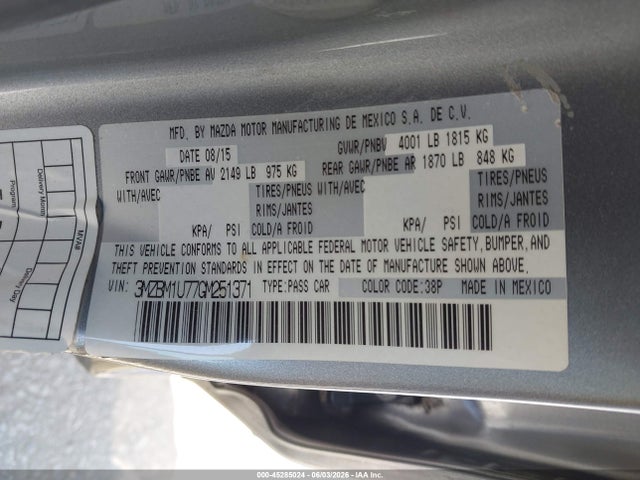 Продаж на аукціоні авто 2016 Mazda Mazda3 I Sport, vin: 3MZBM1U77GM251371, номер лоту: 45285024