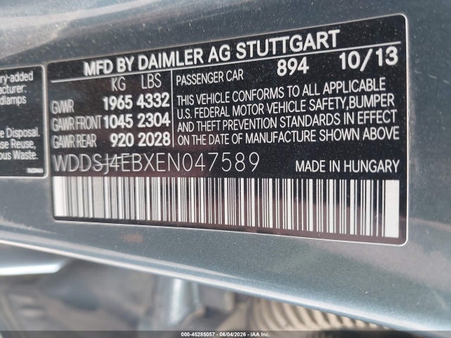 Mercedes-Benz CLA 250 2014 WDDSJ4EBXEN047589 Image 9