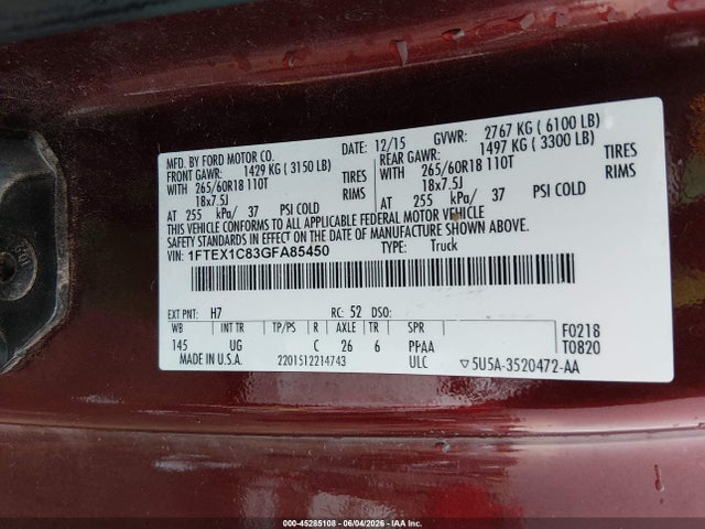 1FTEX1C83GFA85450 Ford F-150 Xlt