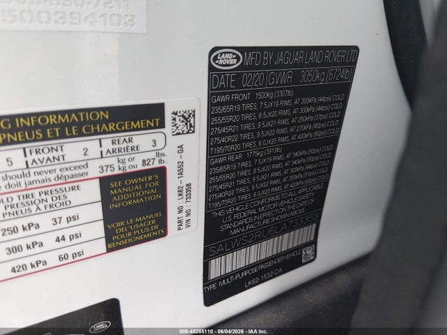 SALWS2RU6LA733358 Land Rover Range Rover Sport Hst Mhev