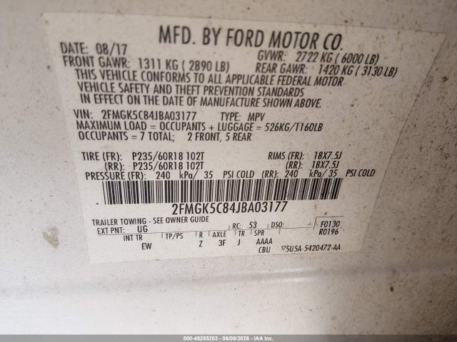Ford FLEX SEL 2018 2FMGK5C84JBA03177 Image 9