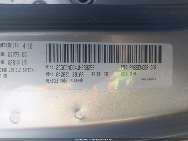 Aukcja sprzedaży 2018 Chrysler 300, vin: 2C3CCAGG4JH269259, numer aukcji: 45285212
