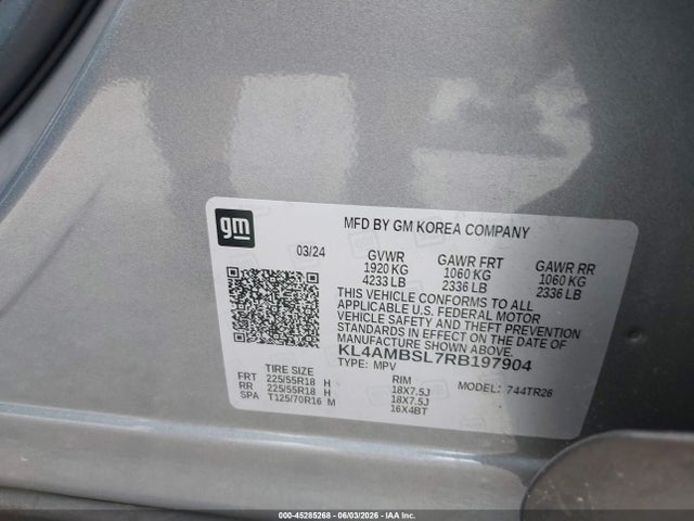 45285268 :رقم المزاد ، KL4AMBSL7RB197904 vin ، 2024 Buick Encore Gx Preferred Fwd مزاد بيع