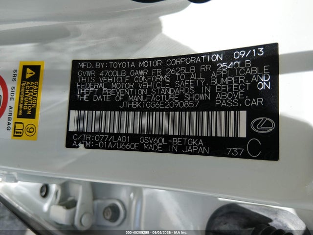 Продаж на аукціоні авто 2014 Lexus Es 350, vin: JTHBK1GG6E2090857, номер лоту: 45285299