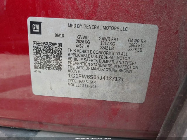 Продаж на аукціоні авто 2018 Chevrolet Bolt Ev Lt, vin: 1G1FW6S03J4137171, номер лоту: 45285359