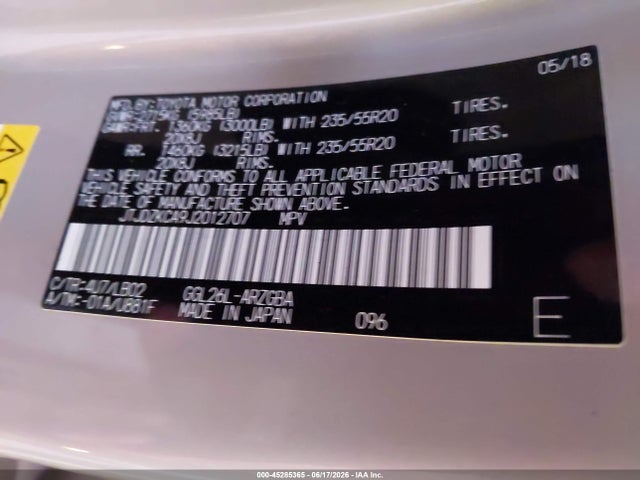 Aukcja sprzedaży 2018 Lexus Rx 350l Premium, vin: JTJDZKCA9J2012707, numer aukcji: 45285365