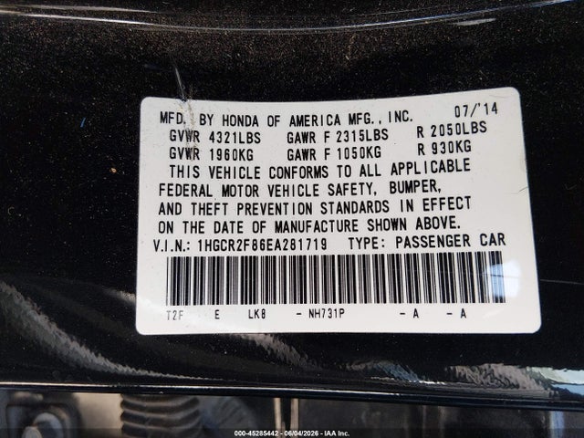 Honda Accord Ex-l 2014 1HGCR2F86EA281719 Image 9