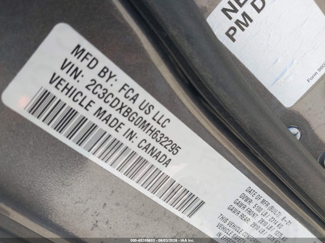 Продаж на аукціоні авто 2021 Dodge Charger Sxt Rwd, vin: 2C3CDXBG0MH632295, номер лоту: 45285603