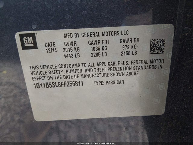 Chevrolet MALIBU LS 2015 1G11B5SL8FF256811 Image 9