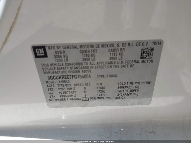 3GCUKREC7FG155054 Chevrolet Silverado 1500 1lt