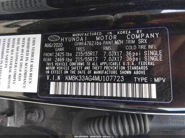 2021 Hyundai Kona Electric Limited მანქანა იყიდება აუქციონზე, vin: KM8K33AG4MU107723, აუქციონის ნომერი: 45285639