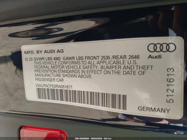Продаж на аукціоні авто 2024 Audi A5 Sportback Premium Plus 45 Tfsi Quattro S Tronic, vin: WAUFACF53RA051671, номер лоту: 45285694