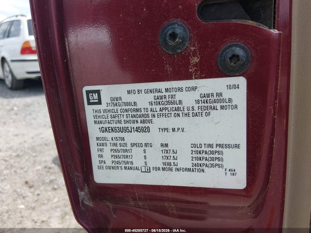 45285727 :رقم المزاد ، 1GKEK63U95J145920 vin ، 2005 Gmc Yukon Denali مزاد بيع
