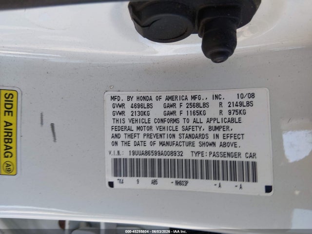 Aukcja sprzedaży 2009 Acura Tl 3.5, vin: 19UUA86599A008932, numer aukcji: 45285804