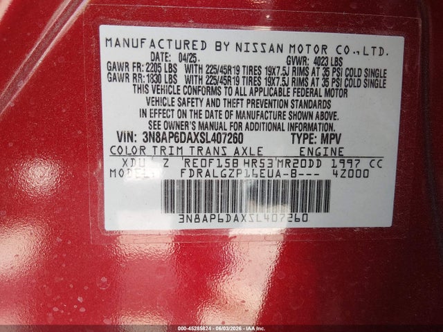 3N8AP6DAXSL407260 Nissan Kicks Sr Fwd