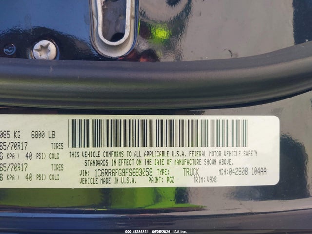 RAM 1500 Tradesman 2015 1C6RR6FG9FS693059 Image 9