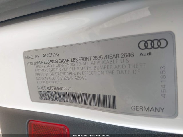 Продажа на аукционе авто 2021 Audi A5 Sportback Premium 45 Tfsi Quattro S Tronic, vin: WAUDACF57MA017779, номер лота: 45285834