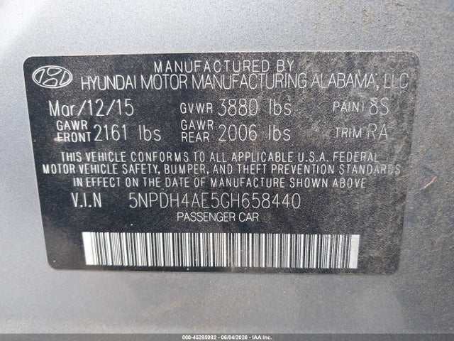 Hyundai ELANTRA SE 2016 5NPDH4AE5GH658440 Image 9