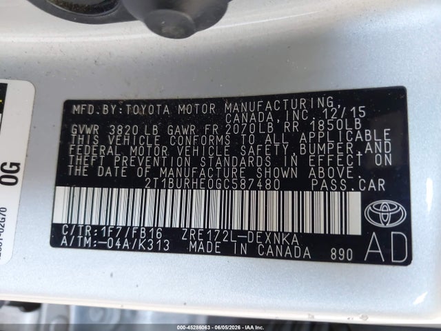 Toyota COROLLA LE 2016 2T1BURHE0GC587480 Image 9