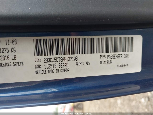 45286165 :رقم المزاد ، 2B3CJ5DT9AH137108 vin ، 2010 Dodge Challenger R/t مزاد بيع