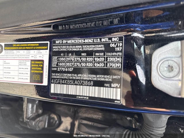 Продаж на аукціоні авто 2020 Mercedes-benz Gle 350 4matic, vin: 4JGFB4KB5LA073868, номер лоту: 45286214