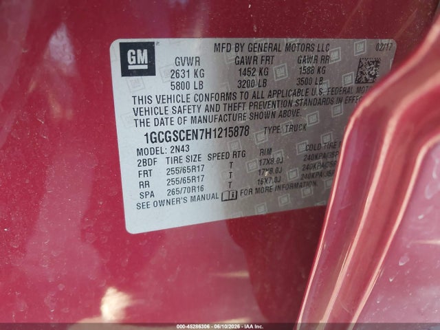 1GCGSCEN7H1215878 Chevrolet Colorado Lt