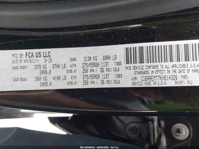 Aukcja sprzedaży 2019 Ram 1500 Big Horn/lone Star  4x2 6'4 Box, vin: 1C6RREMT7KN514326, numer aukcji: 45286342