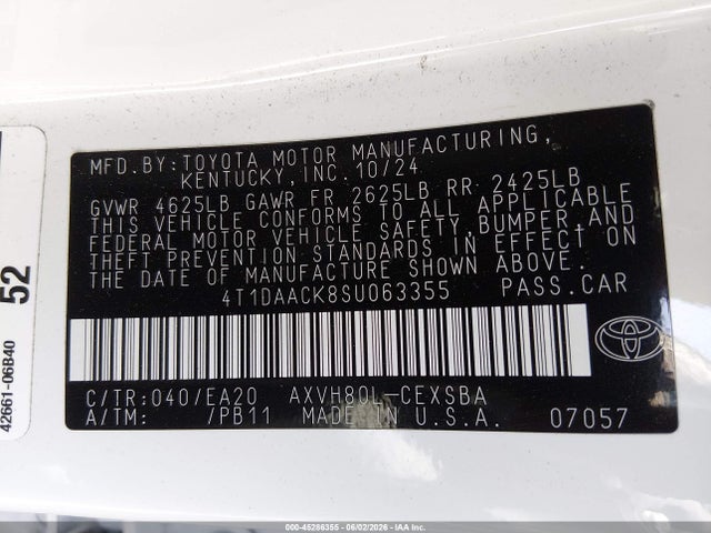 Toyota CAMRY SE 2025 4T1DAACK8SU063355 Image 9