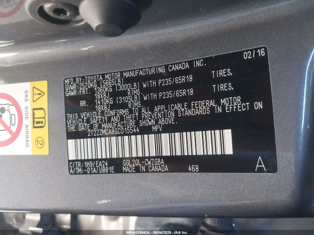Aukcja sprzedaży 2016 Lexus Rx 350, vin: 2T2ZZMCA8GC015544, numer aukcji: 45286434