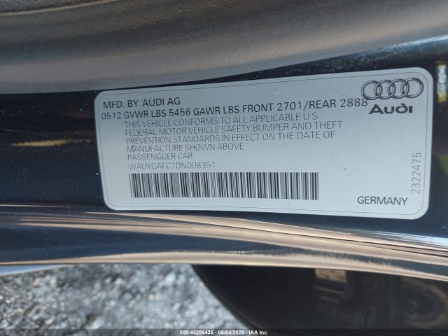 45286435 :رقم المزاد ، WAUYGAFC7DN008351 vin ، 2013 Audi A7 3.0t Premium مزاد بيع