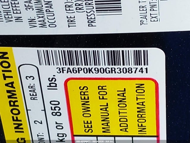 Продажа на аукционе авто 2016 Ford Fusion Titanium, vin: 3FA6P0K90GR308741, номер лота: 45286471