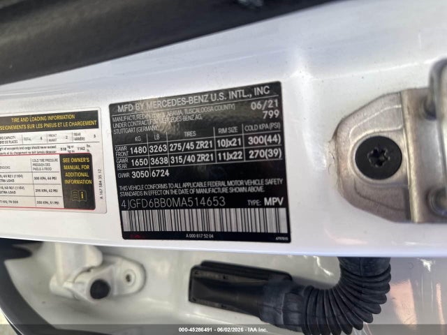 45286491 :رقم المزاد ، 4JGFD6BB0MA514653 vin ، 2021 Mercedes-benz Amg Gle 53 Coupe 4matic مزاد بيع