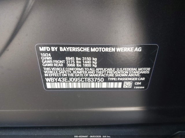 BMW I7 Edrive50 2025 WBY43EJ09SCT83750 Image 9