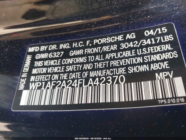 Продаж на аукціоні авто 2015 Porsche Cayenne Diesel, vin: WP1AF2A24FLA42370, номер лоту: 45286530