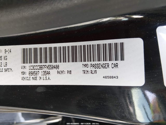 Aukcja sprzedaży 2015 Chrysler 200 S, vin: 1C3CCCBB7FN550400, numer aukcji: 45286693